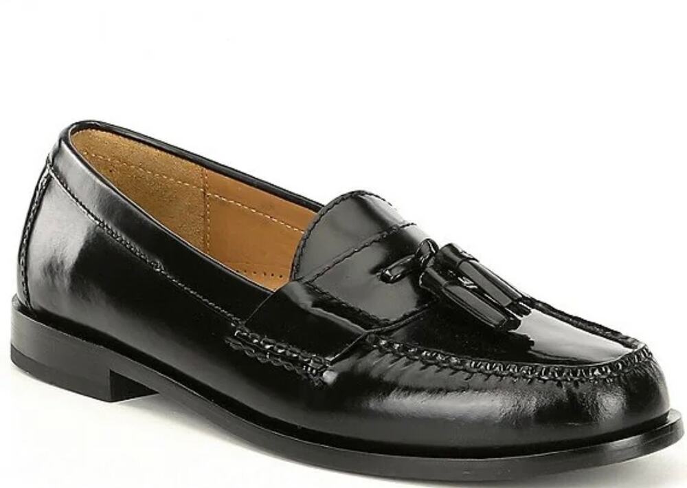 NWT Men’s Cole Haan 9.5 Black Leather Pinch Tassel Loafers Career Preppy Office